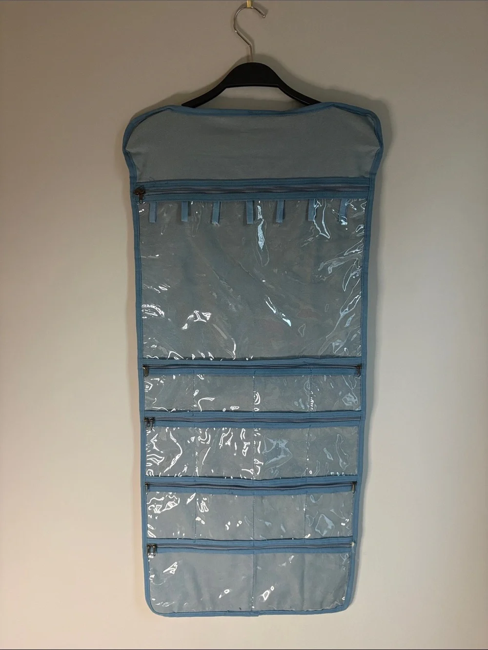 Light Blue Hanging Clear Pocket Organizer - Home Storage